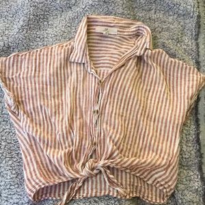 striped button down cropped shirt